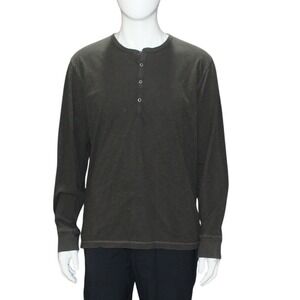 Converse One Star Henley Shirt Green Long Sleeve XL Cotton